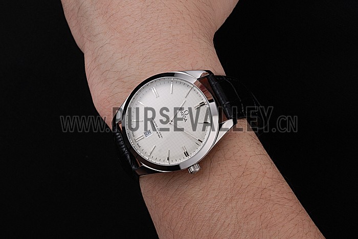 Omega Tresor Master Co-Axial White Dial Stainless Steel Case Black Leather Strap