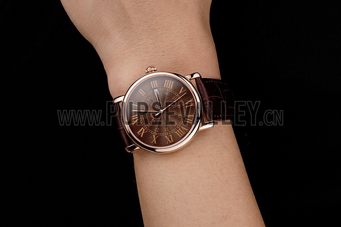 Cartier Ronde Solo Brown Dial Rose Gold Case Brown Leather Strap