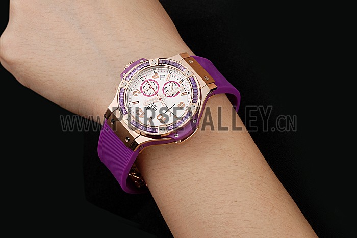 Hublot Big Bang Tutti Frutti Purple Strap Gold Dial