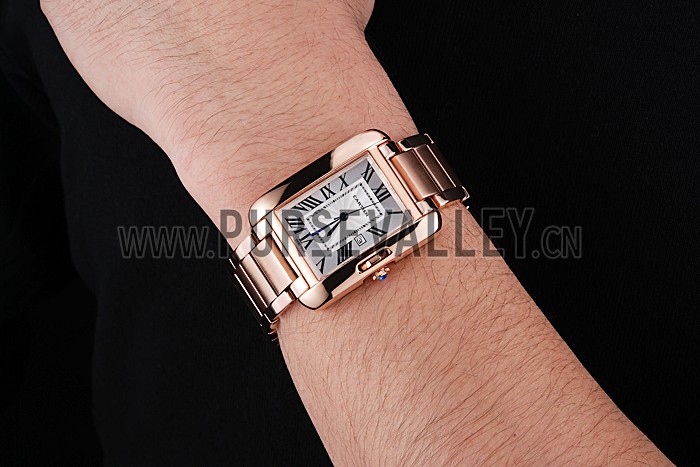 Cartier Tank Anglaise 30mm White Dial Rose Gold Case And Bracelet