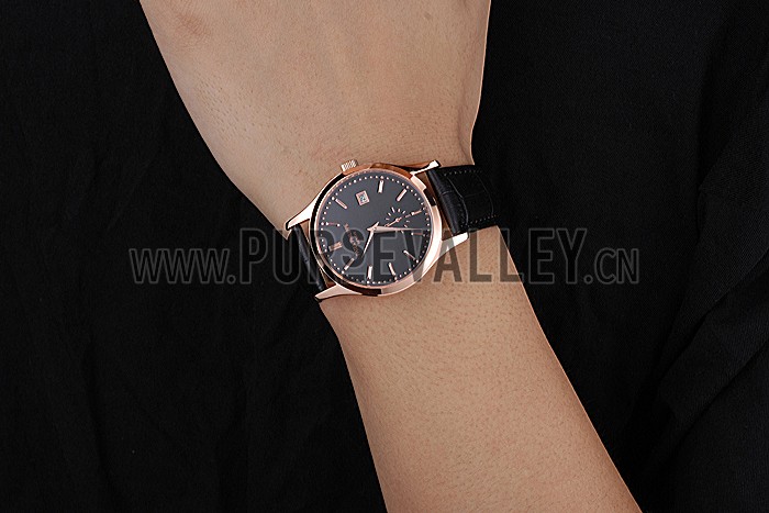 Patek Philippe Calatrava Black Dial Rose Gold Case Black Leather Strap 622835