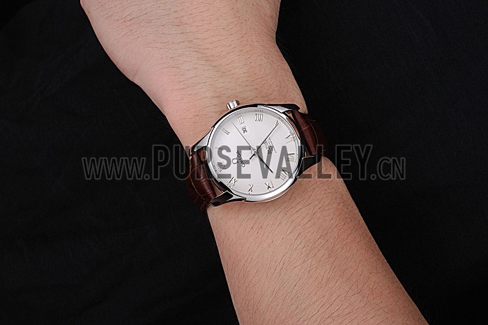 Omega DeVille White Dial Stainless Steel Case Brown Leather Strap 622830