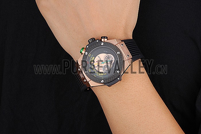 Hublot Big Bang Unico Bi-Retrograde Chrono King Gold Case Black Rubber Strap 622772