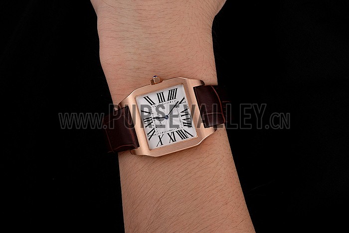 Cartier Santos 100 Diamond Rose Gold Bezel 621932