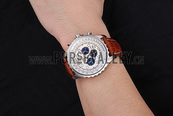Breitling Navitimer Brown Leather Strap White Dial