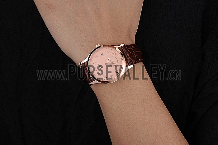 Patek Philippe Calatrava Rose Dial Rose Gold Case Brown Leather Strap 622836