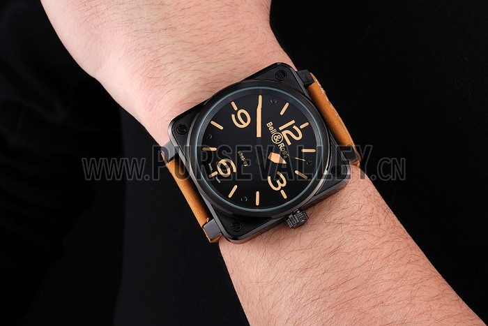 Bell and Ross BR 01-92 Black Dial Black Case Brown Leather Strap
