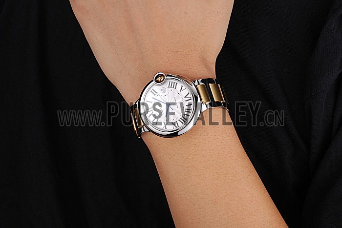 Swiss Cartier Ballon Bleu 42mm Silver Dial Stainless Steel Case Two Tone Gold Bracelet 622877