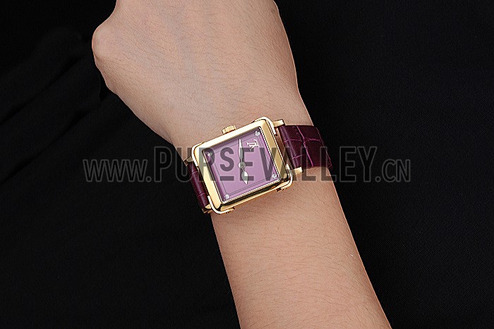 Louis Vuitton Emprise Purple Dial Gold Case Purple Leather Strap 622787