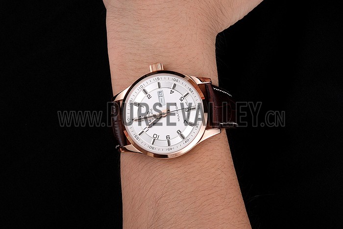 Mido Multifort Brown Croco Leather Strap White-Silver Dial 80300