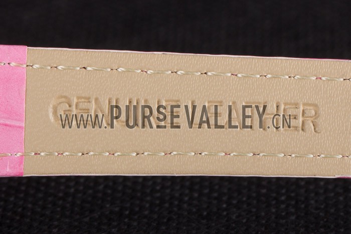 Chopard Luxury Silver Bezel with White Dial and Pink Leather Strap 621543