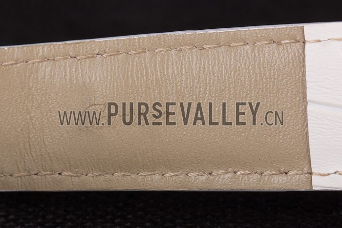 Cartier Moonphase Silver Watch with White Leather Band ct257 621376