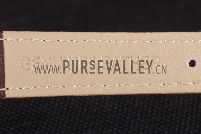 Chopard Luxury Silver Bezel with White Dial and Brown Leather Strap 621546