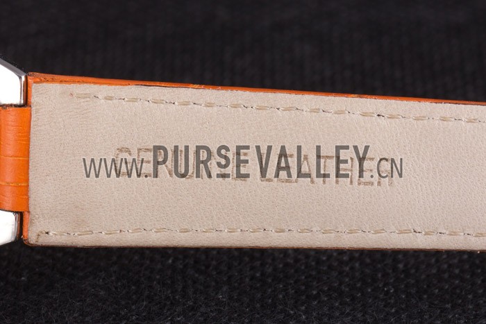 Cartier Ballon Bleu Silver Bezel with White Dial and Orange Leather Band 621550