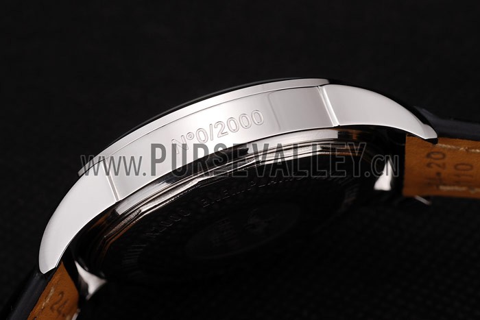 Breitling Transocean Black Dial Black Leather Strap Polished Stainless Steel Bezel