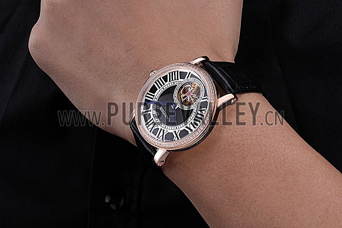 Cartier Rotonde Flying Tourbillon Diamonds Black Dial 621951