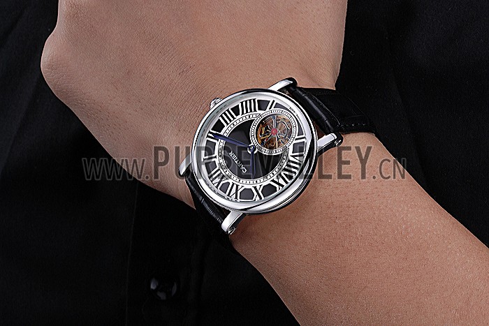 Cartier Rotonde Flying Tourbillon Black Dial 621955