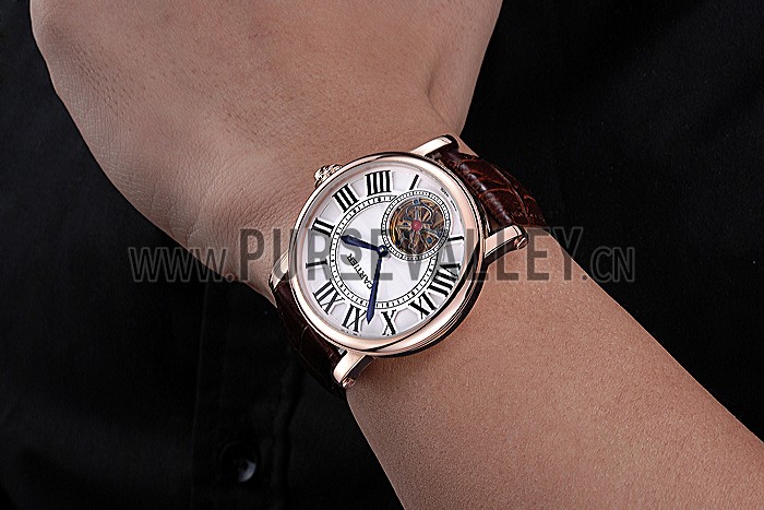 Cartier Rotonde Flying Tourbillon White Dial 621958