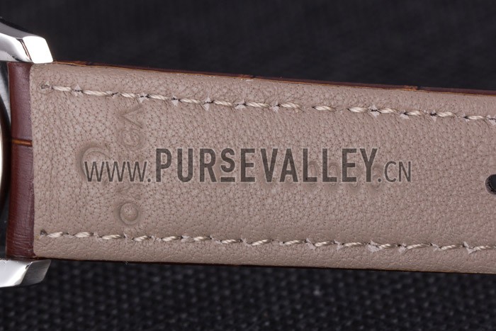 Omega DeVille Silver Bezel with Black Dial and Brown Leather Strap 621567