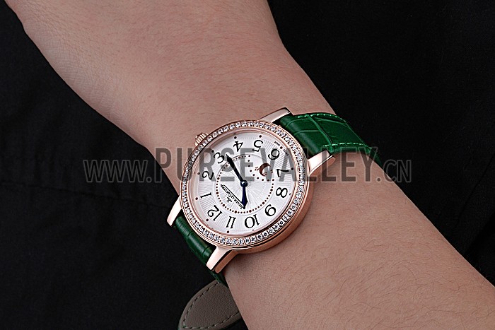 Jaeger LeCoultre Rendez-Vous White Dial Green Leather Strap 622085