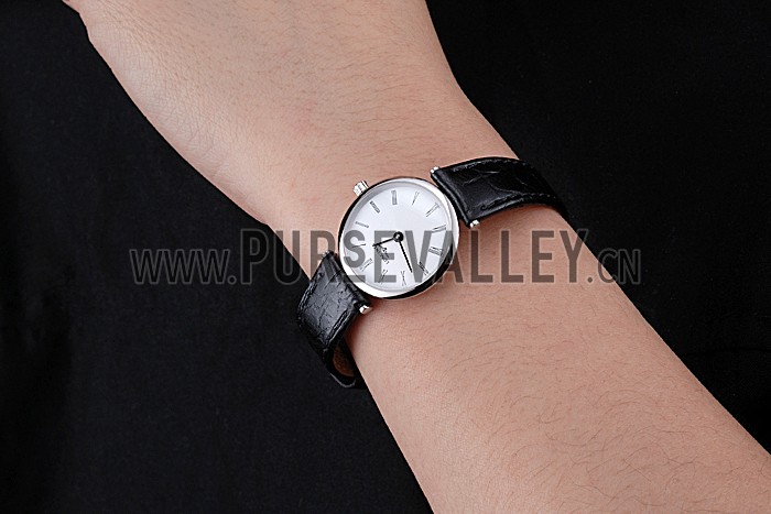 Longines La Grande Classique White Dial Black Leather Band Femme 622128