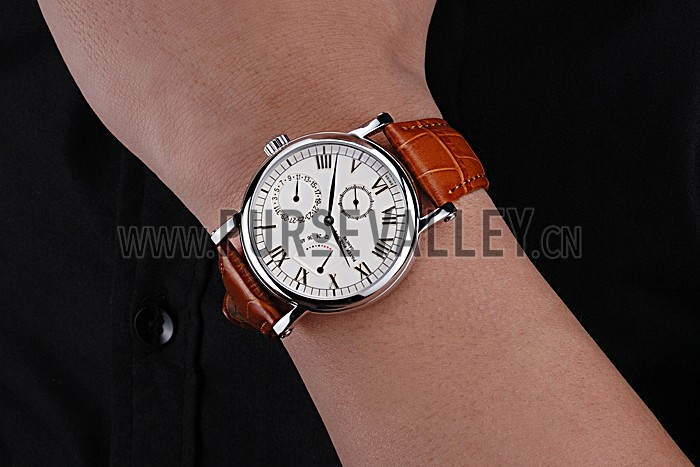 Patek Philippe Geneve Complications White Dial Stainless Steel Brown Leather Band 622142
