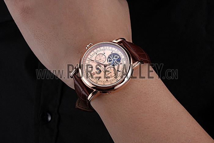 Patek Philippe Geneve Grand Complications Rose Dial Tourbillon Brown Leather Band 622158