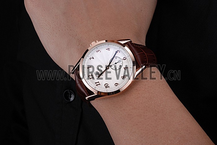 Tag Heuer Carerra Calibre 6 White Dial Red Numbers Brown Leather Band 622161