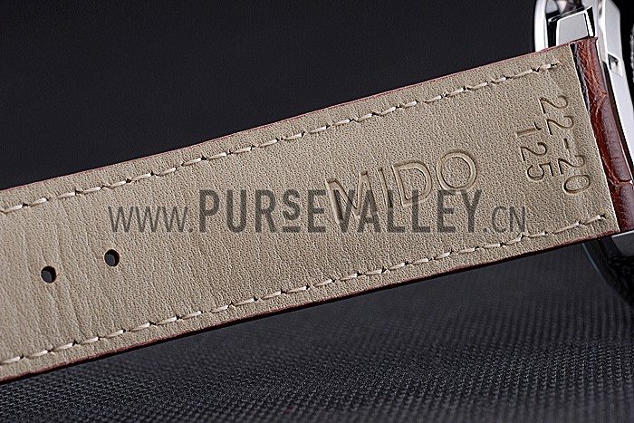 Mido Multifort Cronograph All White & Black Dial Brown Leather Strap 622183