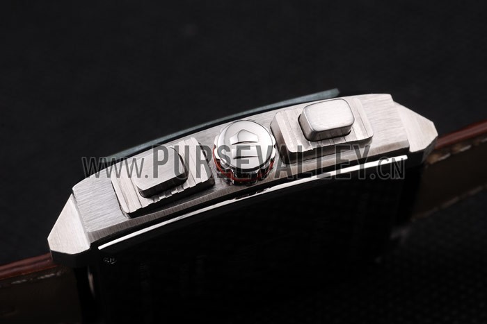 Tag Heuer Monaco Brushed Stainless Steel Case White Dial Brown Leather Strap 98173