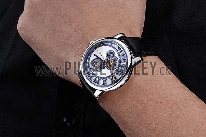 Cartier Rotonde Reversed Tourbillon White Dial 621947