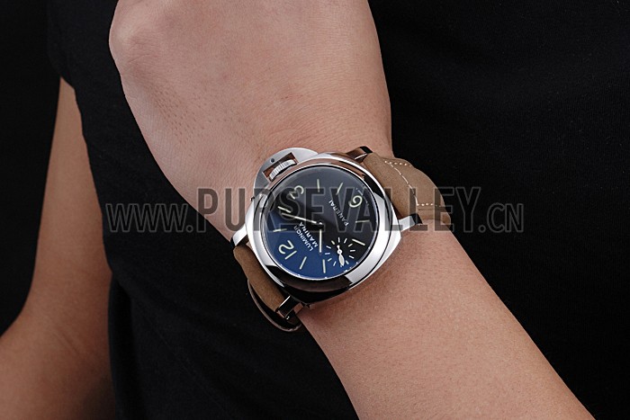 Panerai Luminor Marina Stainless Steel Bezel Khaki Leather Bracelet 622311