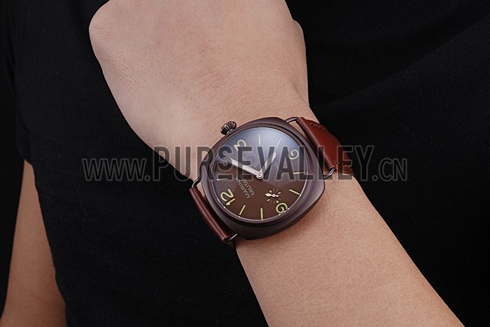 Panerai Luminor Marina Militare Purple Stainless Steel Bezel Brown Bracelet 622321