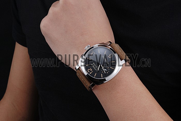 Panerai Luminor Marina Stainless Steel Bezel Khaki Leather Bracelet 622322