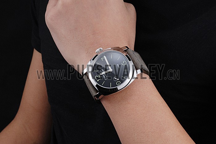 Panerai Luminor Stainless Steel Bezel Grey Leather Bracelet 622323