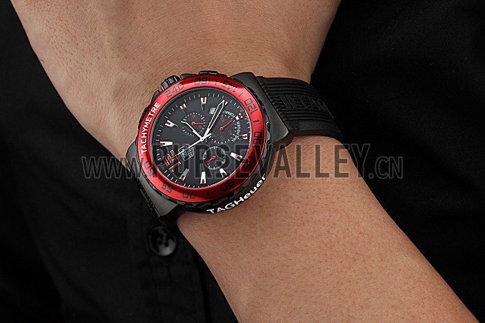 Tag Heuer Formula 1 Chronograph Black Dial Red Bezel Red Numerals 622407