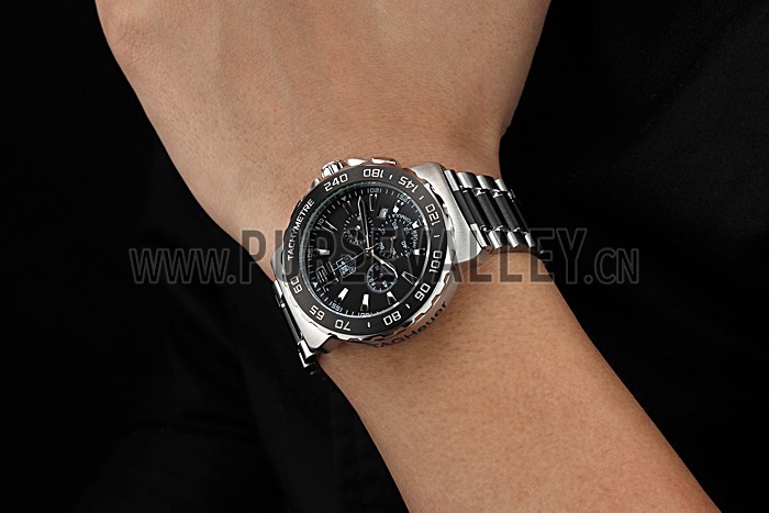 Tag Heuer Formula 1 Chronograph Black Dial Black Bezel Two Tone Stainless Steel Band 622412