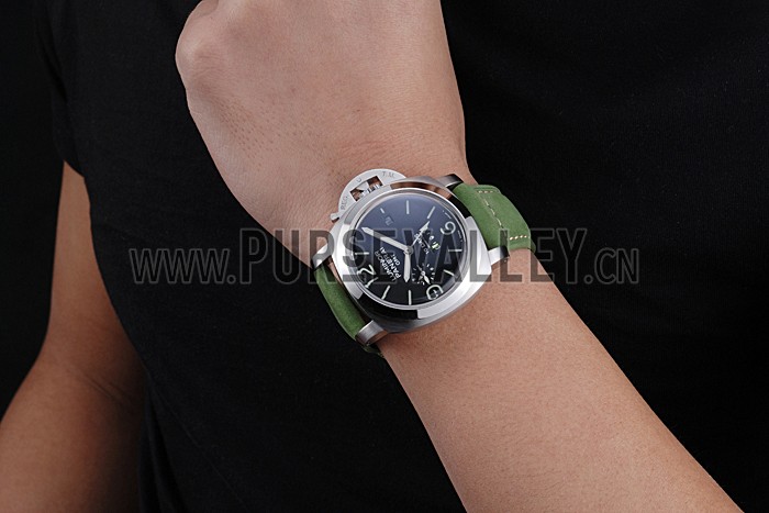 Panerai Luminor GMT Stainless Steel Bezel Green Leather Bracelet 622318