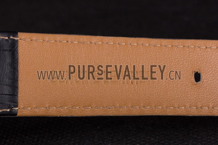 Hermes Classic Croco Leather Strap Black Dial 801397