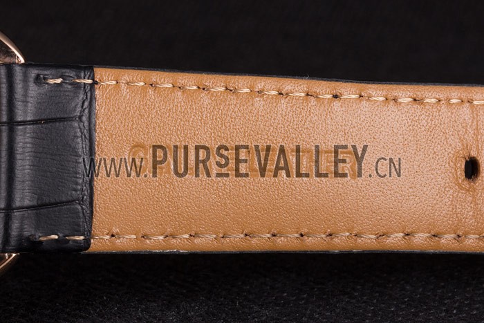 Hermes Classic Croco Leather Strap Black Dial 801405