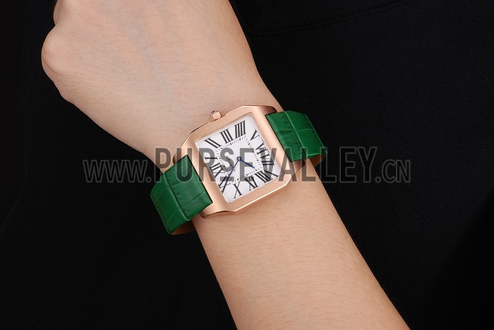 Cartier Santos 100 Diamond Rose Gold Bezel 621933