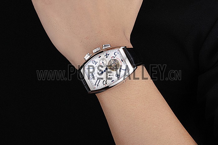 Franck Muller Casablanca Black Croco Leather Strap Tourbillon 80282