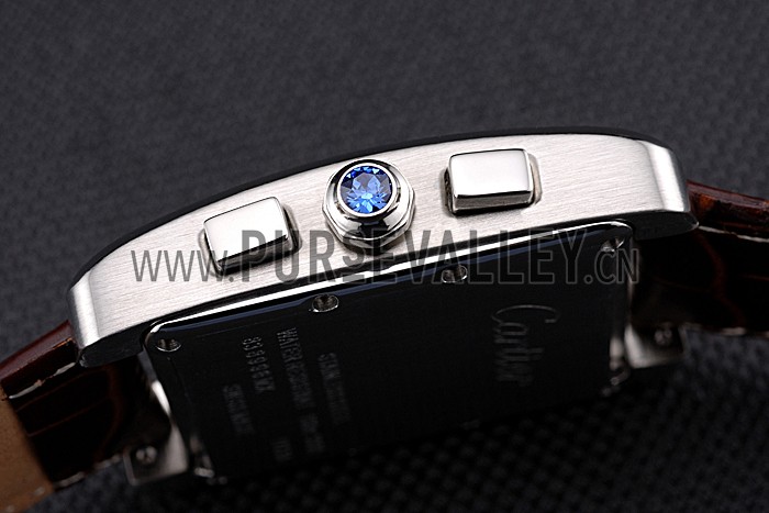 Cartier Tank MC Brown Dial Stainless Steel Case Brown Leather Bracelet 622692