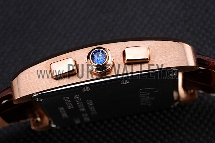 Cartier Tank MC Brown Dial Gold Case Brown Leather Bracelet 622696