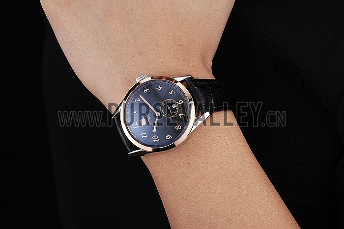 Tag Heuer Carerra Calibre 6 Black Dial Rose Gold Black Leather Band 622163