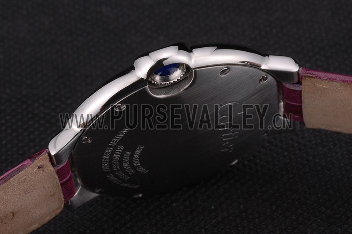 Cartier Ballon Bleu 42mm White Dial Stainless Steel Case Purple Leather Bracelet