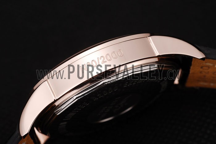 Breitling Transocean White Dial Black Leather Strap Rose Gold Bezel 98206