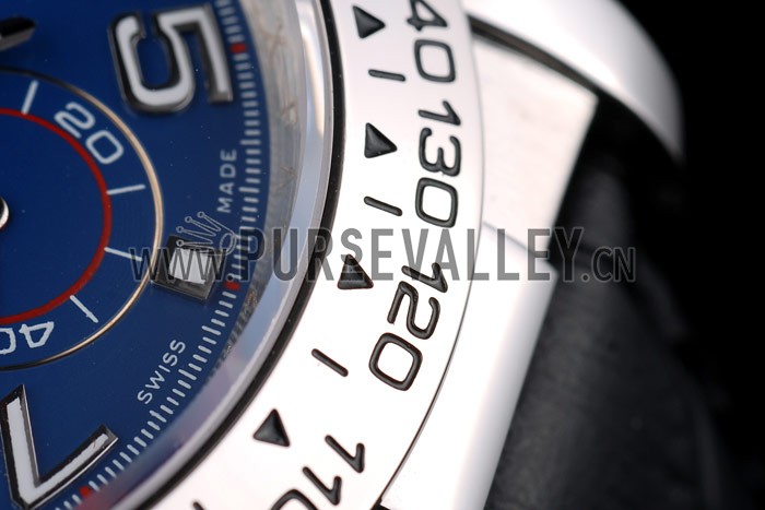 Rolex Daytona Stainless Steel Case Blue Dial Black Leather Strap