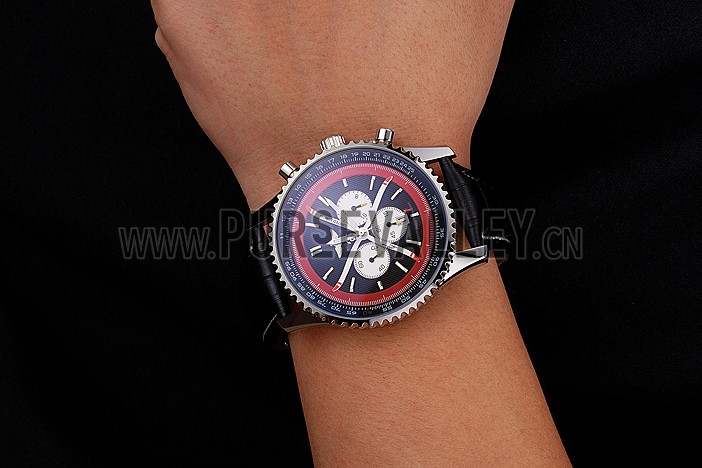 Breitling Certifie Black Leather Strap Black Dial Chronograph 80176