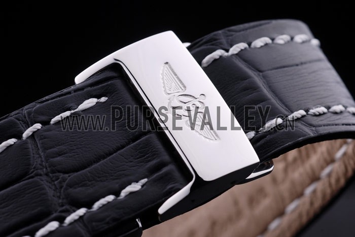 Breitling Bentley Chronograph Black Dial Black Leather Strap